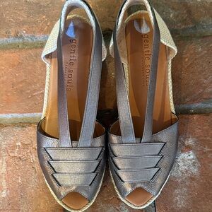 Gentle Souls Metallic Espadrille Wedges